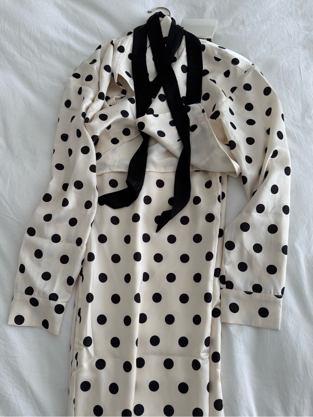 Hansen & Gretel Polka Dot Blouse and Wide Leg Pant Set - Black on Cream